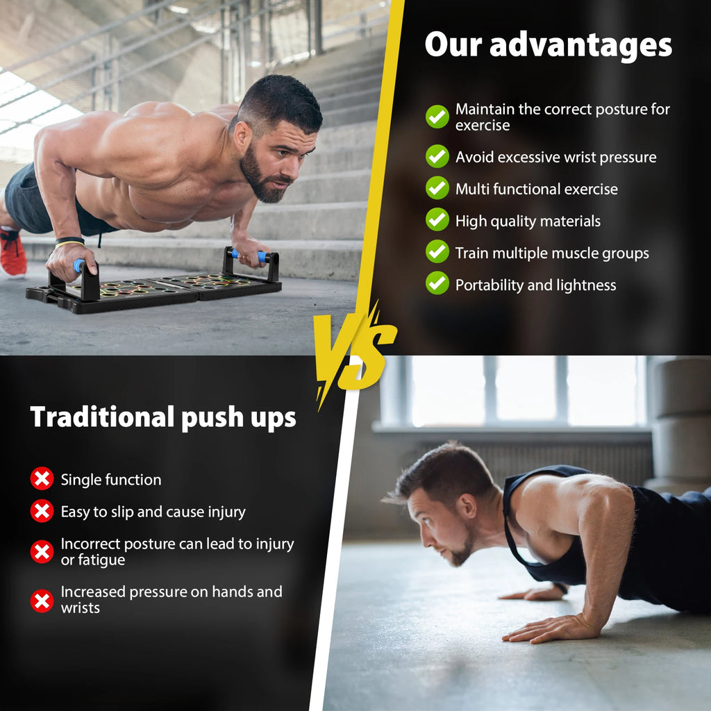 Foldable Push Up Board with Resistance Bands