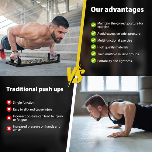Foldable Push Up Board with Resistance Bands
