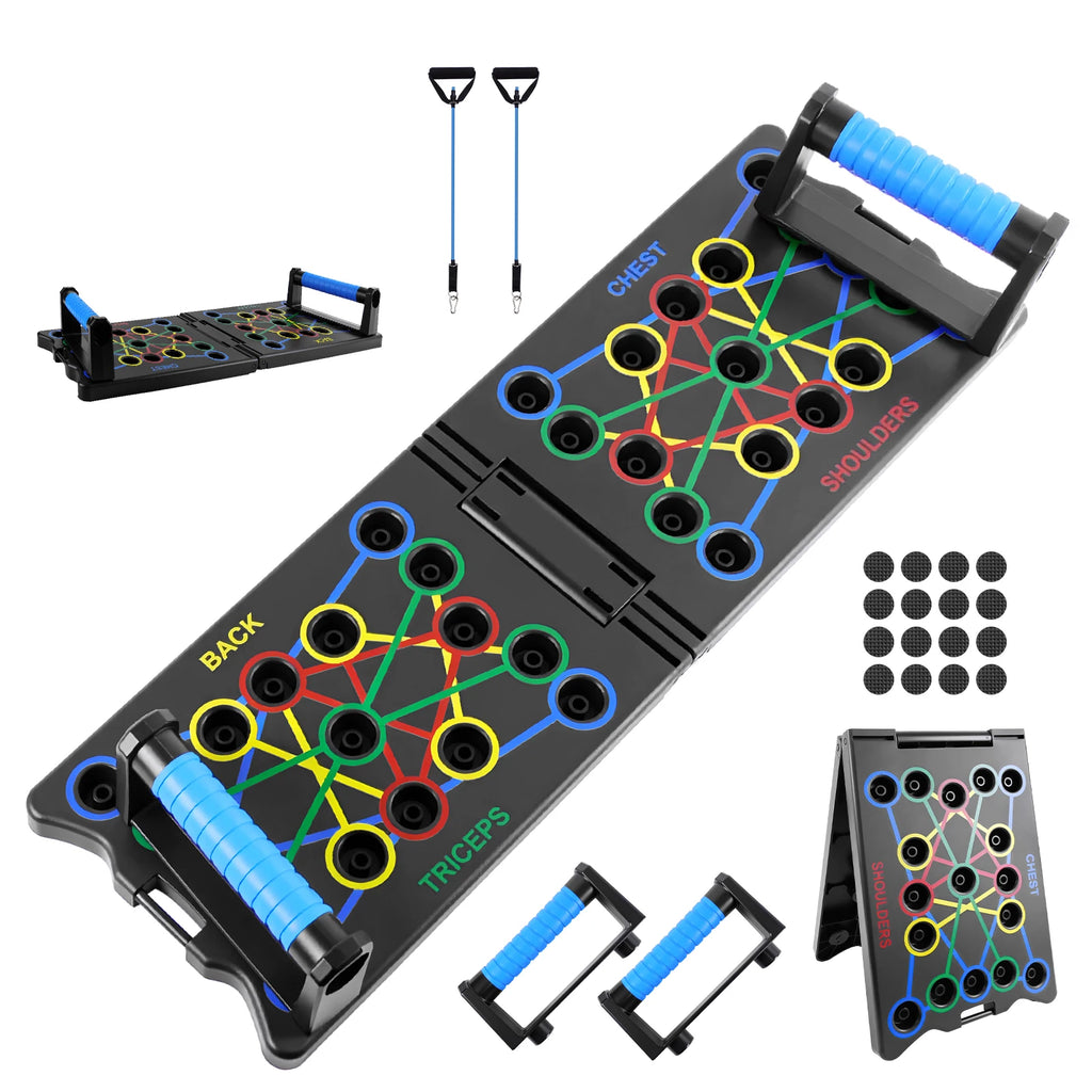 Foldable Push Up Board with Resistance Bands